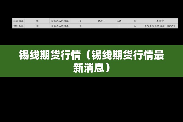 锡线期货行情(锡线期货行情最新消息) 锡线期货行情(锡线期货行情最新消息)