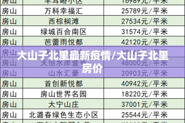 大山子北里最新疫情/大山子北里房价