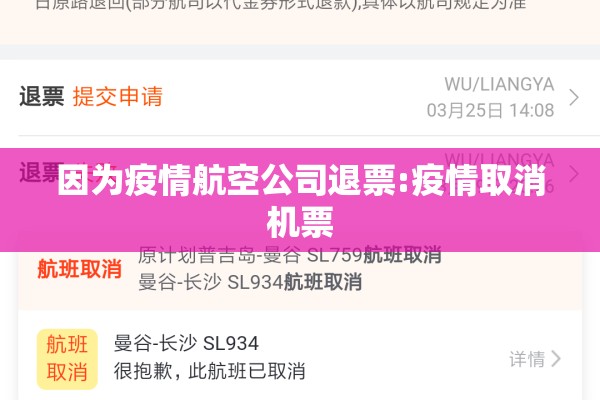 因为疫情航空公司退票:疫情取消机票