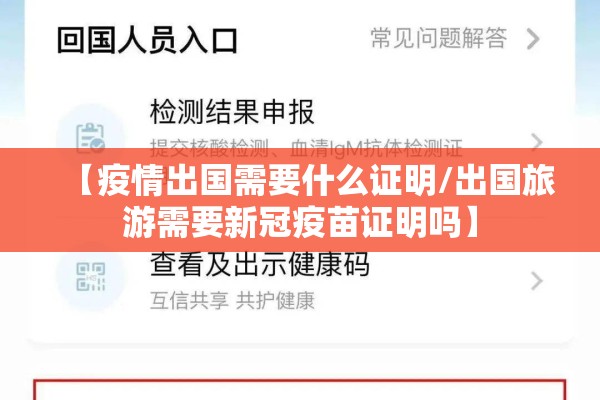 【疫情出国需要什么证明/出国旅游需要新冠疫苗证明吗】