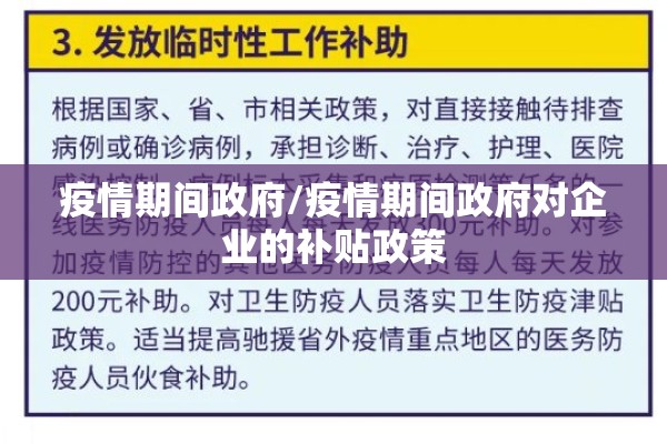 疫情期间政府/疫情期间政府对企业的补贴政策