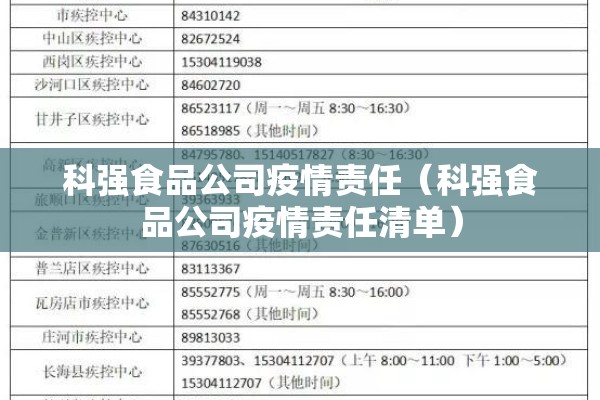 科强食品公司疫情责任（科强食品公司疫情责任清单）