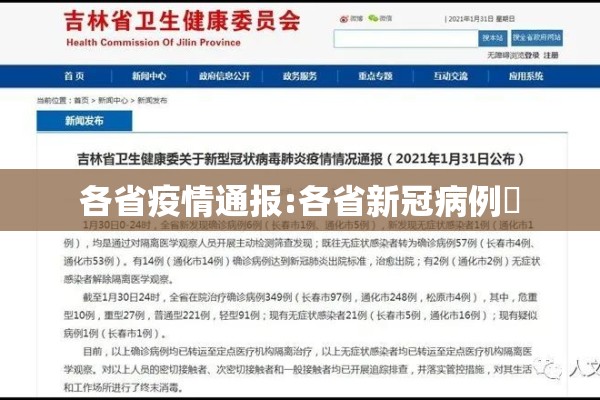 各省疫情通报:各省新冠病例數 各省疫情通报:各省新冠病例數