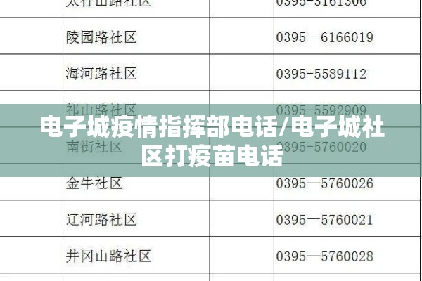 电子城疫情指挥部电话/电子城社区打疫苗电话