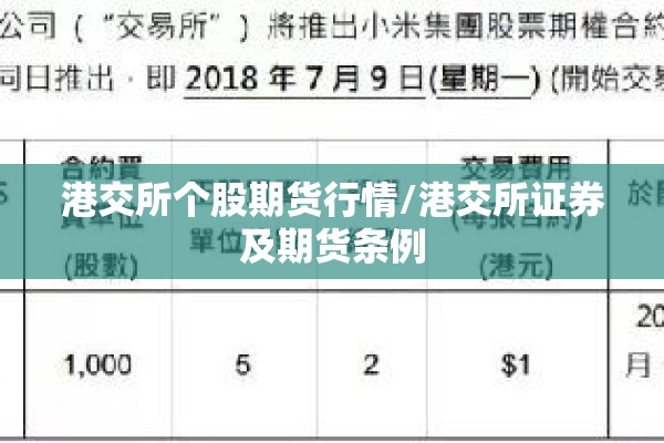 港交所个股期货行情/港交所证券及期货条例 港交所个股期货行情/港交所证券及期货条例