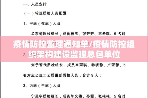 疫情防控监理通知单/疫情防控组织架构建设监理总包单位 疫情防控监理通知单/疫情防控组织架构建设监理总包单位