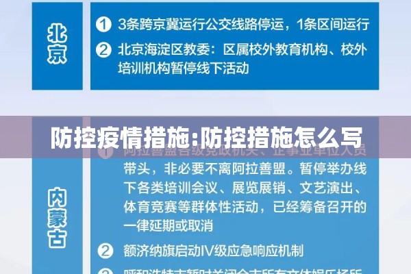 防控疫情措施:防控措施怎么写