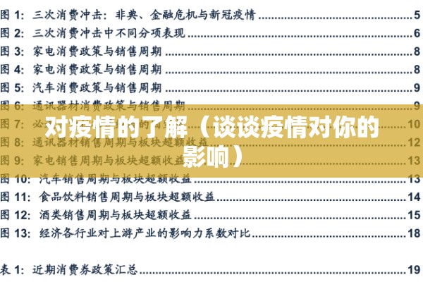 对疫情的了解(谈谈疫情对你的影响) 对疫情的了解(谈谈疫情对你的影响)