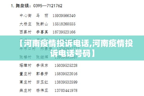 【河南疫情投诉电话,河南疫情投诉电话号码】