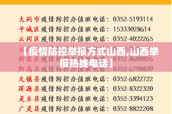 【疫情防控举报方式山西,山西举报热线电话】