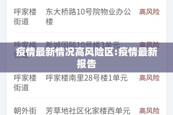 疫情最新情况高风险区:疫情最新报告