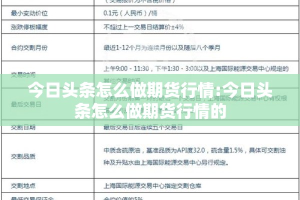 今日头条怎么做期货行情:今日头条怎么做期货行情的 今日头条怎么做期货行情:今日头条怎么做期货行情的