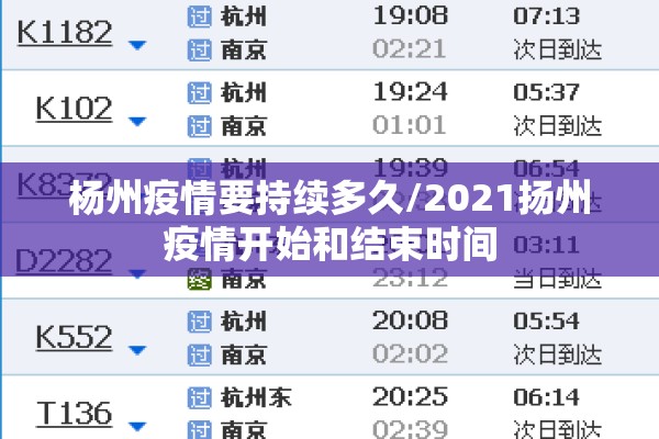 杨州疫情要持续多久/2021扬州疫情开始和结束时间 杨州疫情要持续多久/2021扬州疫情开始和结束时间