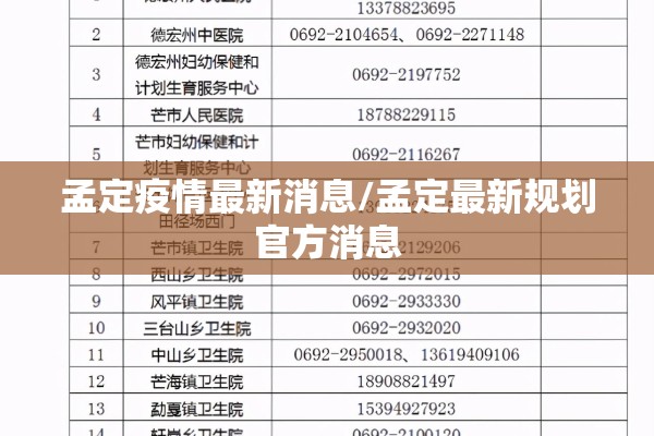 孟定疫情最新消息/孟定最新规划官方消息 孟定疫情最新消息/孟定最新规划官方消息