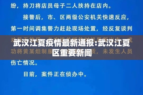 武汉江夏疫情最新通报:武汉江夏区重要新闻
