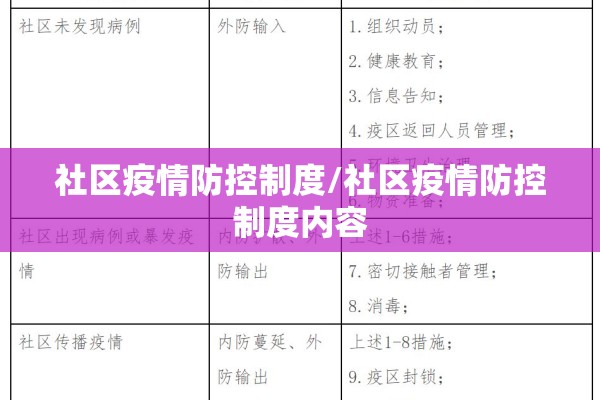 社区疫情防控制度/社区疫情防控制度内容