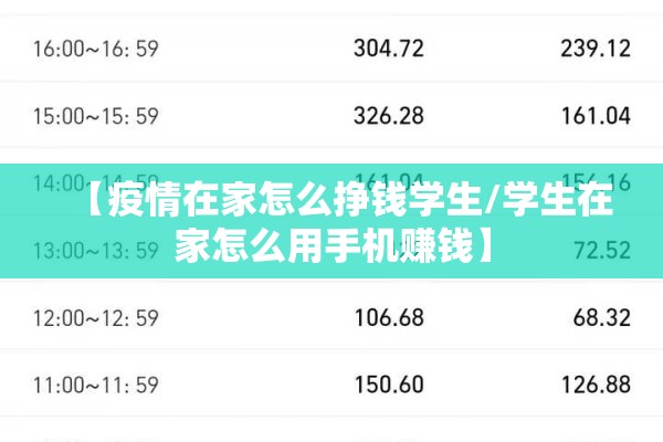 【疫情在家怎么挣钱学生/学生在家怎么用手机赚钱】