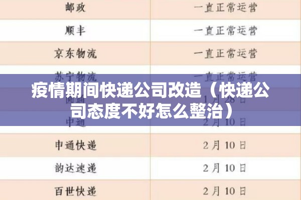 疫情期间快递公司改造（快递公司态度不好怎么整治）